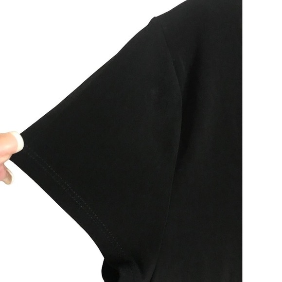 Liz Co Geometric Black Orange Beige Short Sleeve Top Size M - Picture 7 of 9